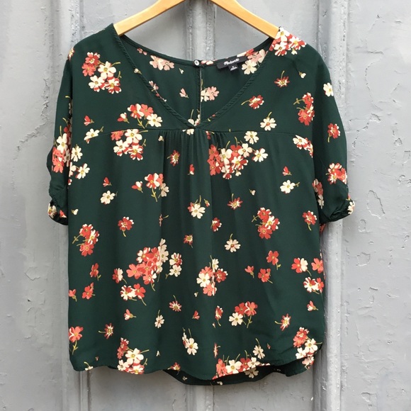 Madewell green floral top